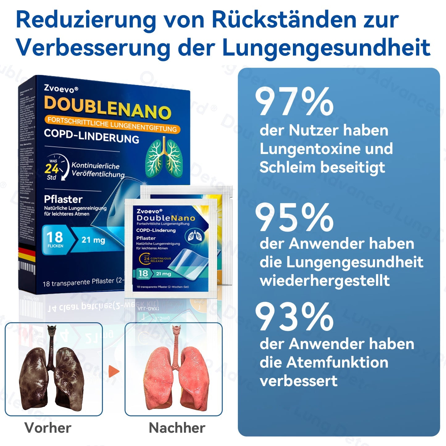 👨⚕️🌿BfArM-registriert | Zvoevo® DoubleNano COPD-Linderungspflaster (💝 Gezielte Behandlung bei Husten, Atemnot, Keuchen, Schleim, verstopfter Nase, Bronchitis, Allergiesymptomen und allgemeinen Lungenbeschwerden 🫁)