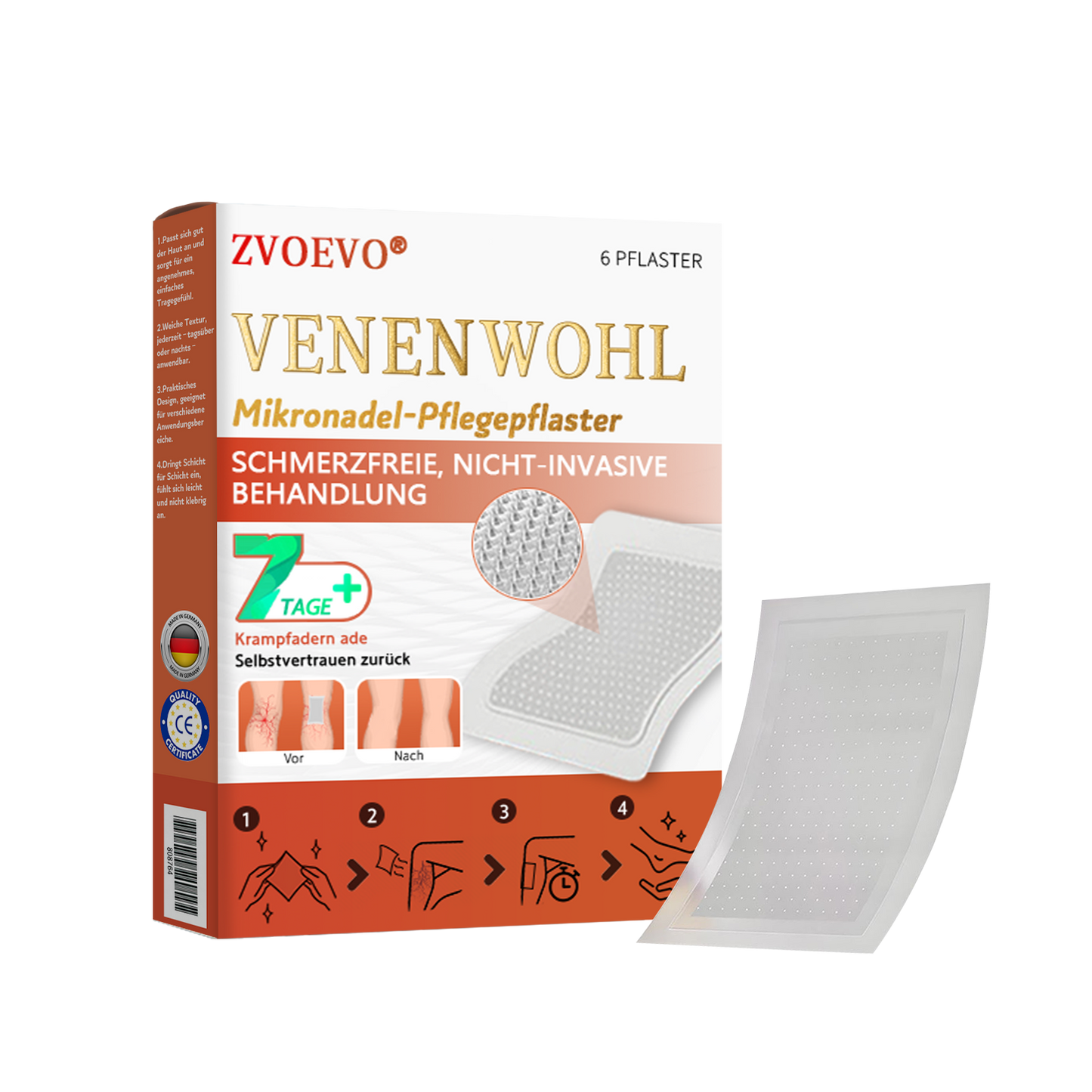 💐🎁Zvoevo® Vein Ease Mikronadel Pflegepflaster (Für Besenreiser, Krampfadern, Schwellungen & Beinermüdung)