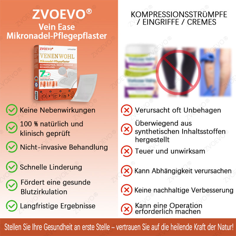💐🎁Zvoevo® Vein Ease Mikronadel Pflegepflaster (Für Besenreiser, Krampfadern, Schwellungen & Beinermüdung)