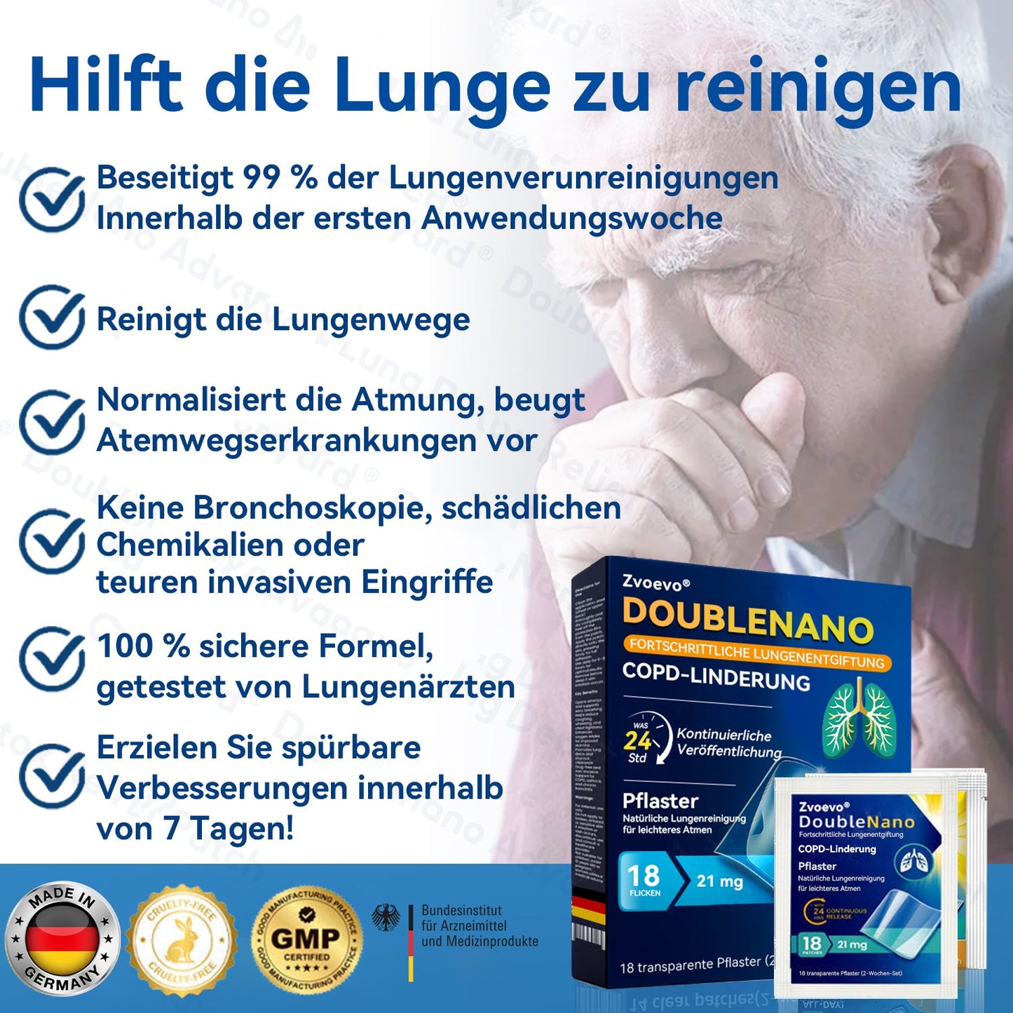 👨‍⚕️🏅BfArM-registriert | Zvoevo® DoubleNano COPD-Linderungspflaster (💝 Gezielte Behandlung bei Husten, Atemnot, Keuchen, Schleim, verstopfter Nase, Bronchitis, Allergiesymptomen und allgemeinen Lungenbeschwerden 🫁)